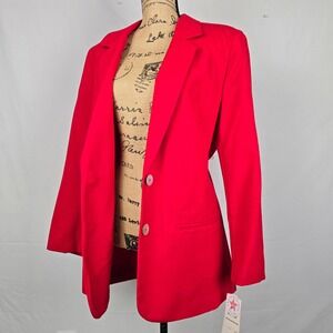 Vintage Laura Gayle Red Blazer Jacket USA Made Textured Two Button Size 12 NWT